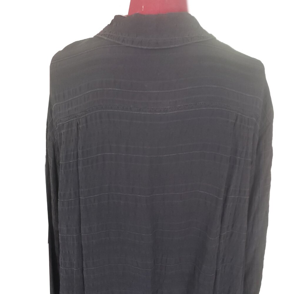 CP Shades Shirt Black Stripe Rayon Collar Button Front Long Sleeve Large - Picture 7 of 9